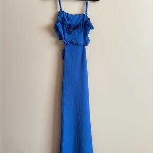 Elegant Blue Ruffle Dress